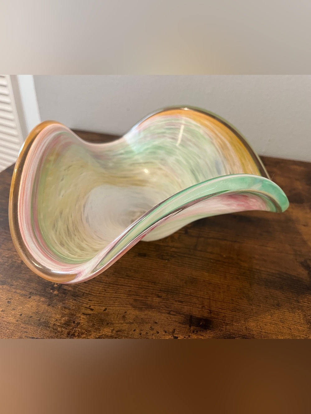 Handblown Murano Italy Glass Decorative Bowl - Multicolor Pastel